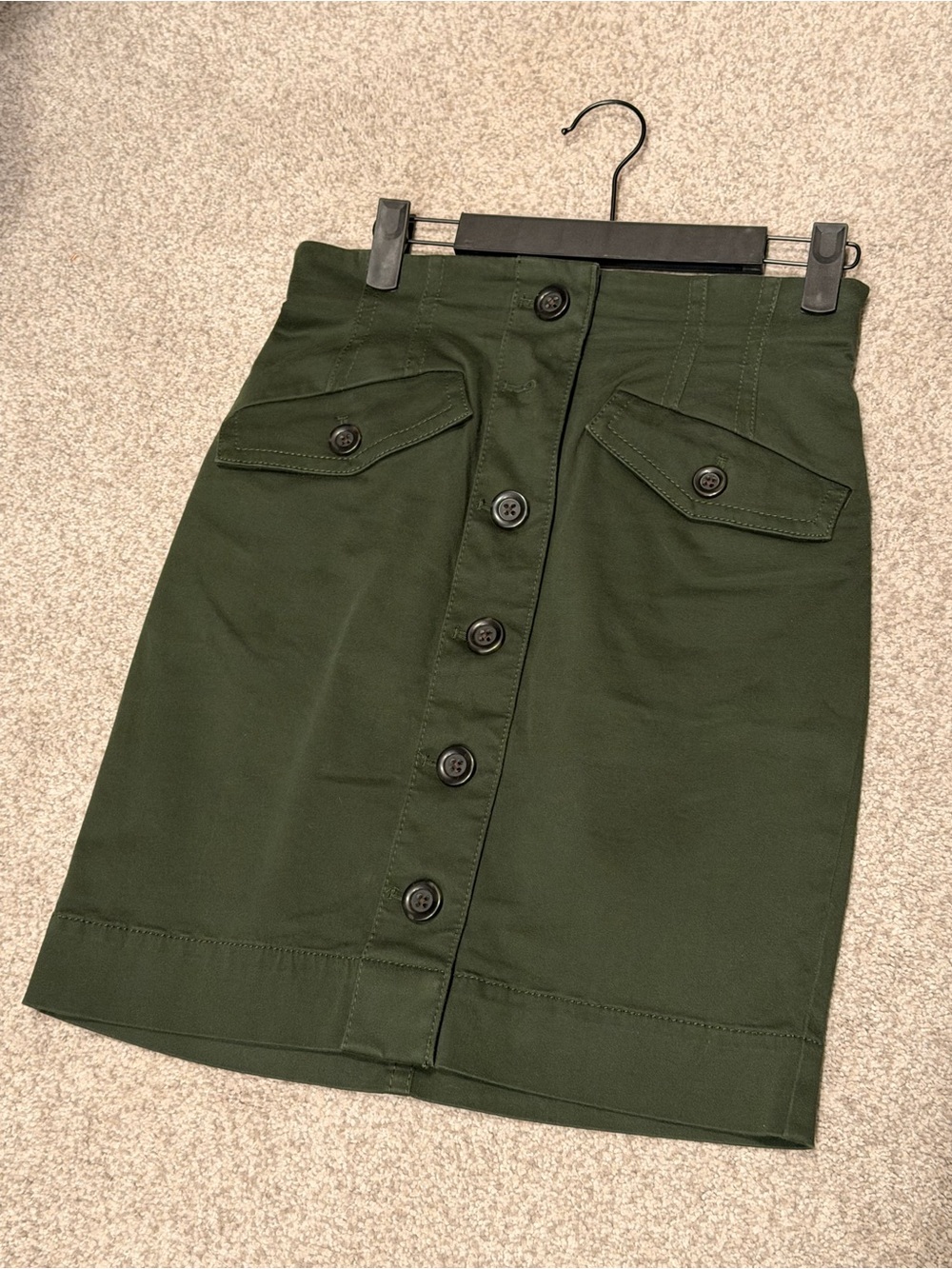 Ann Taylor Olive Green Button-Front Mini Skirt
